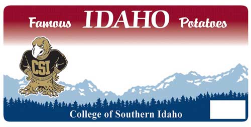 College of Southern Idaho license plate