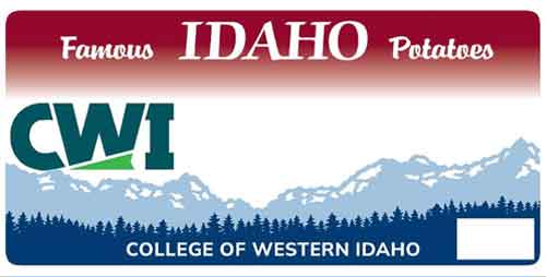 College of Western Idaho license plate