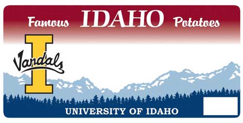 University of Idaho license plate