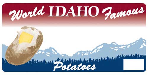 Idaho famous potatoes license plate