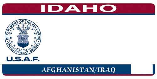 Idaho Air Force Afghanistan/Iraq veteran license plate